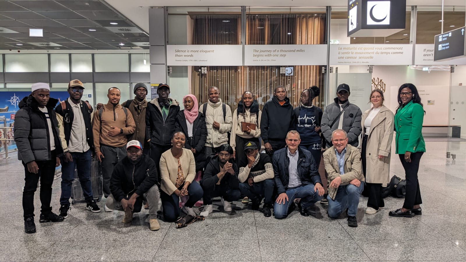 Nursing apprentices (Cohort 3) from Mount Kenya University (MKU) and their hosts on arrival in Germany over the weekend.
